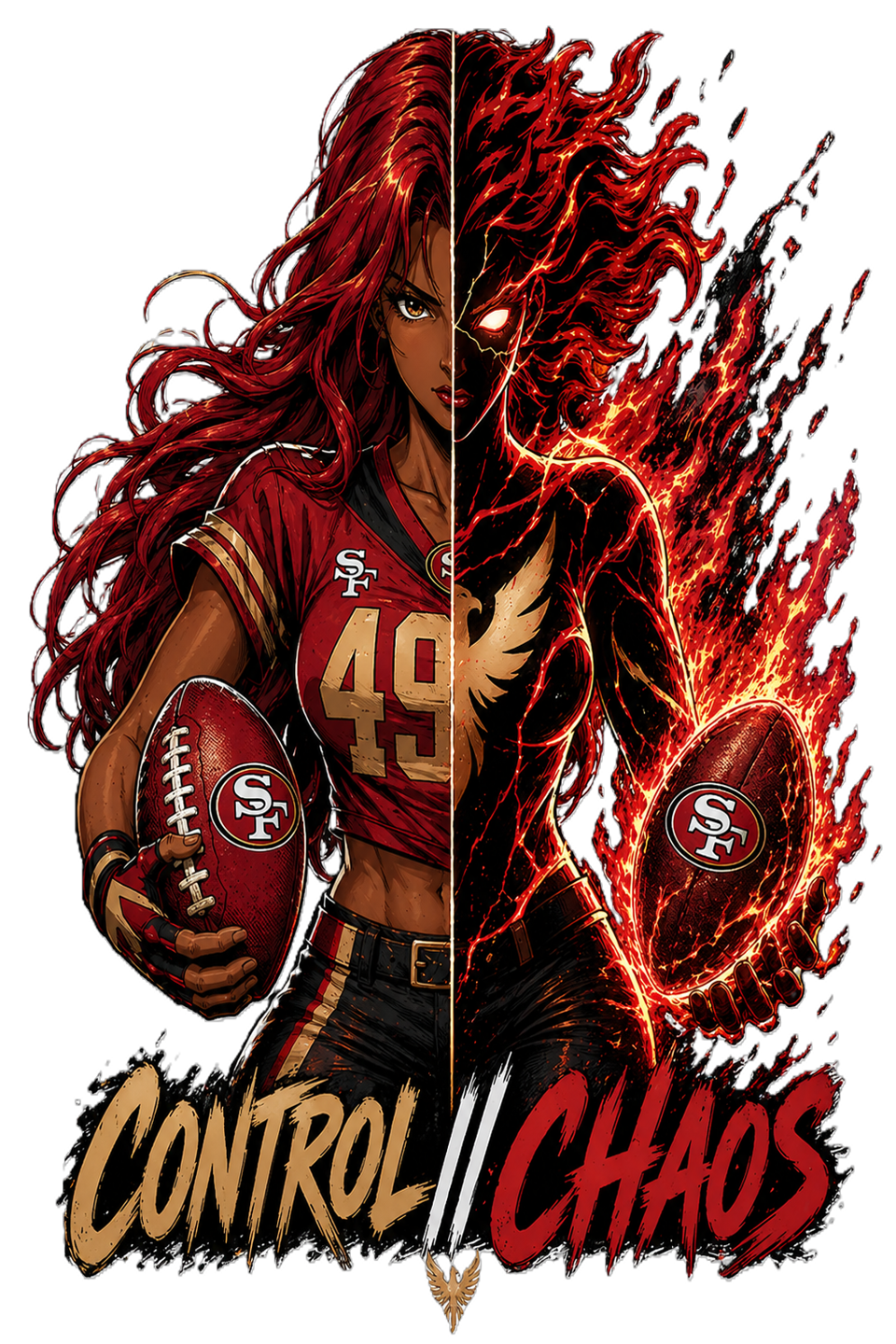 Dual-Jean Grey/D Phoenix - Short sleeved 49ers Sports T shirt
