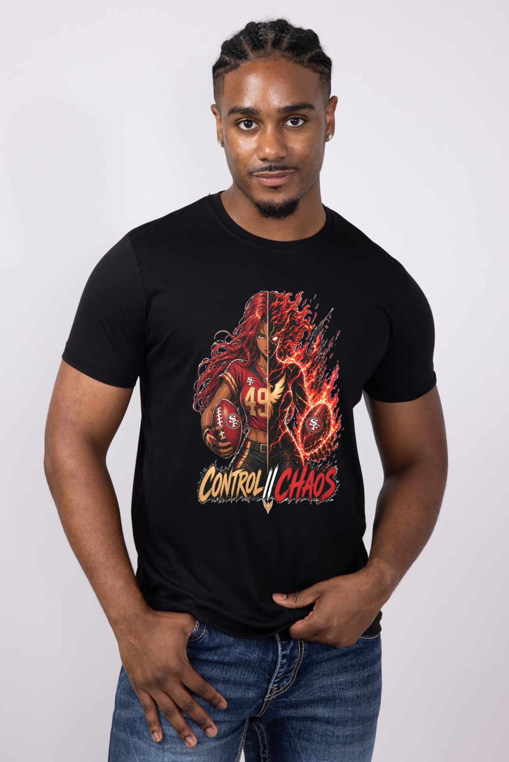 Dual-Jean Grey/D Phoenix - Short sleeved 49ers Sports T shirt
