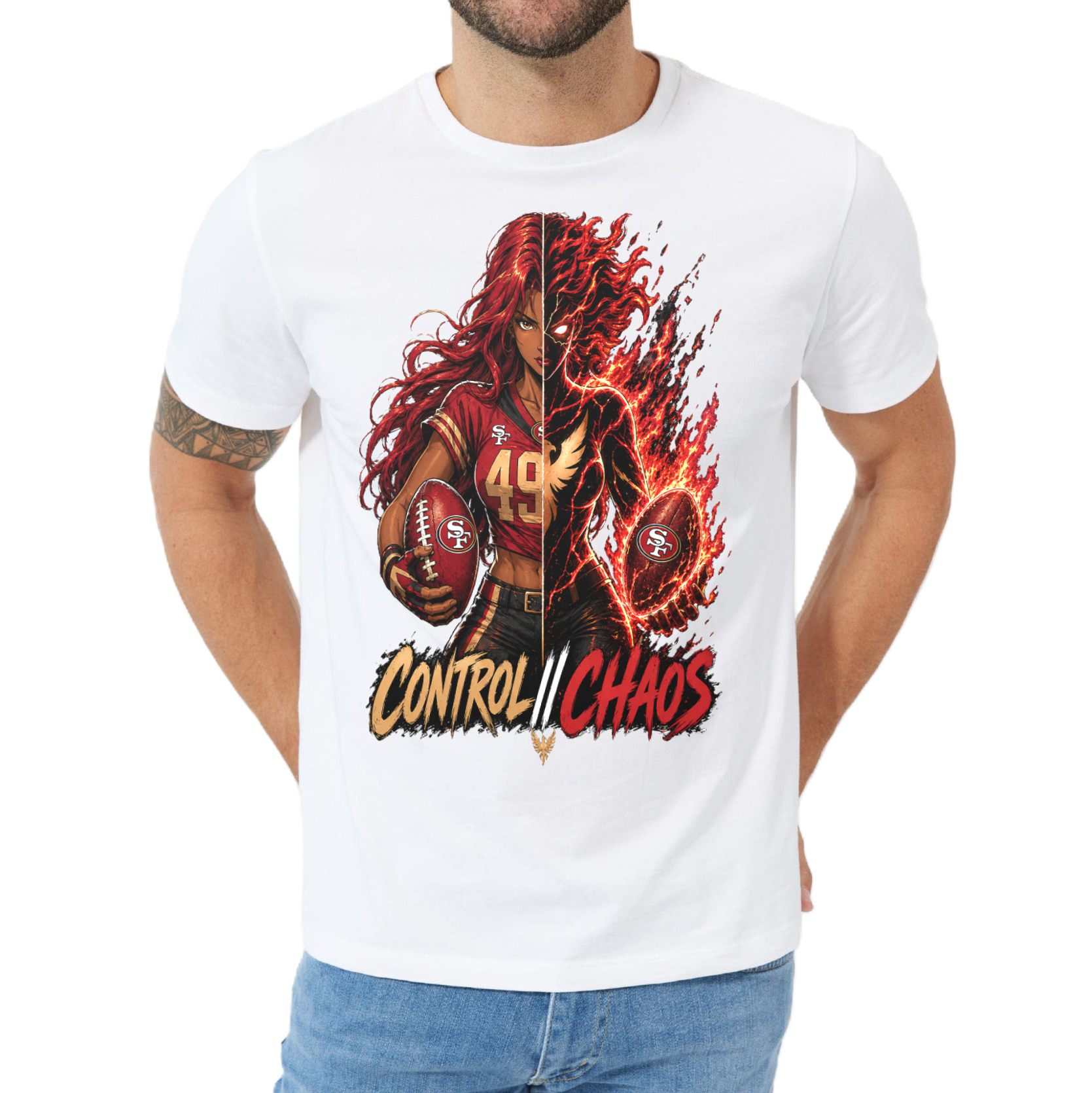 Dual-Jean Grey/D Phoenix - Short sleeved 49ers Sports T shirt